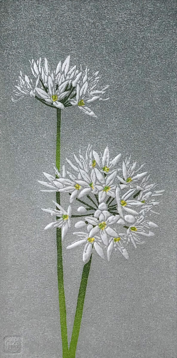 Wild Garlic linocut print by Claire Cameron-Smith