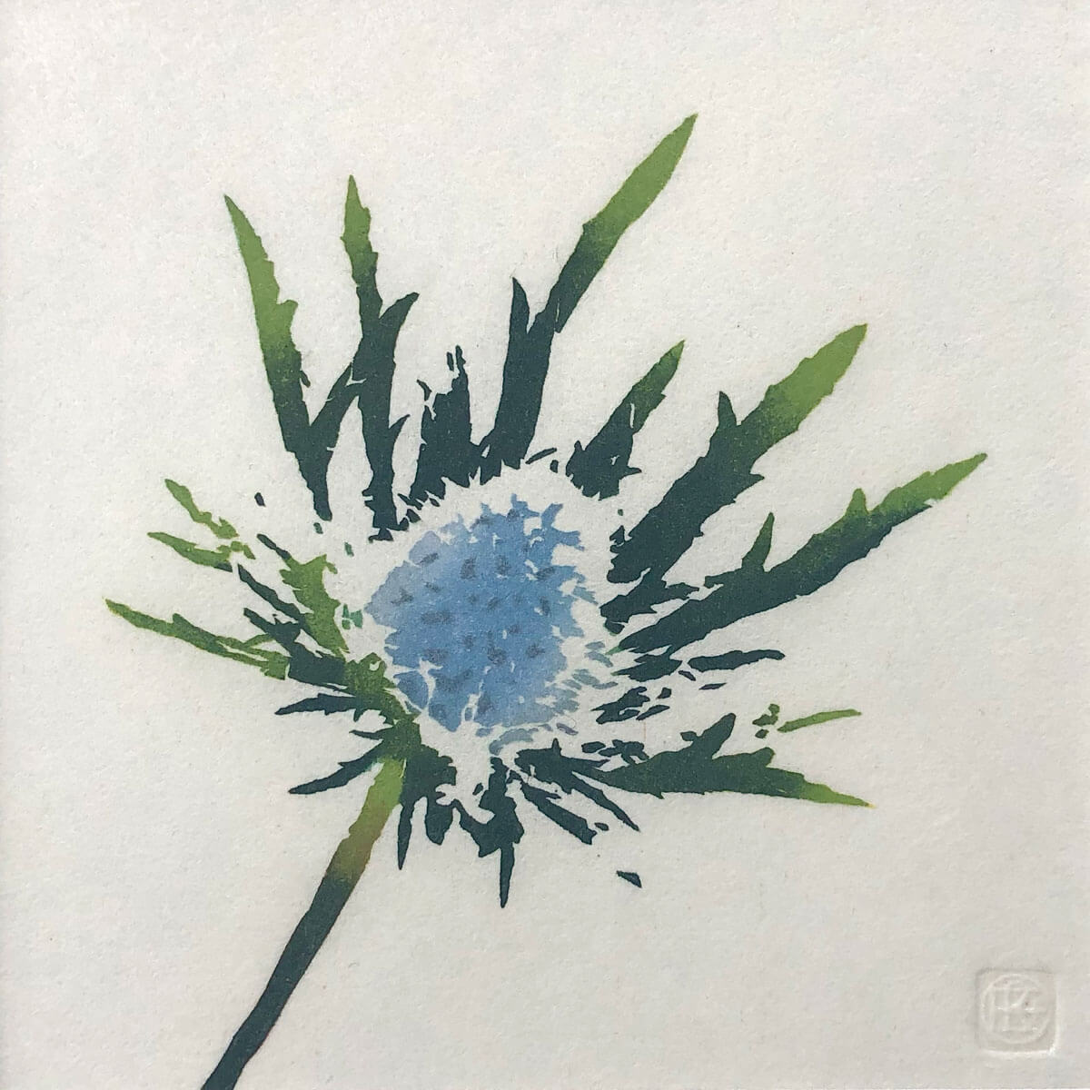 Eryngium woodblock print by Claire Cameron-Smith