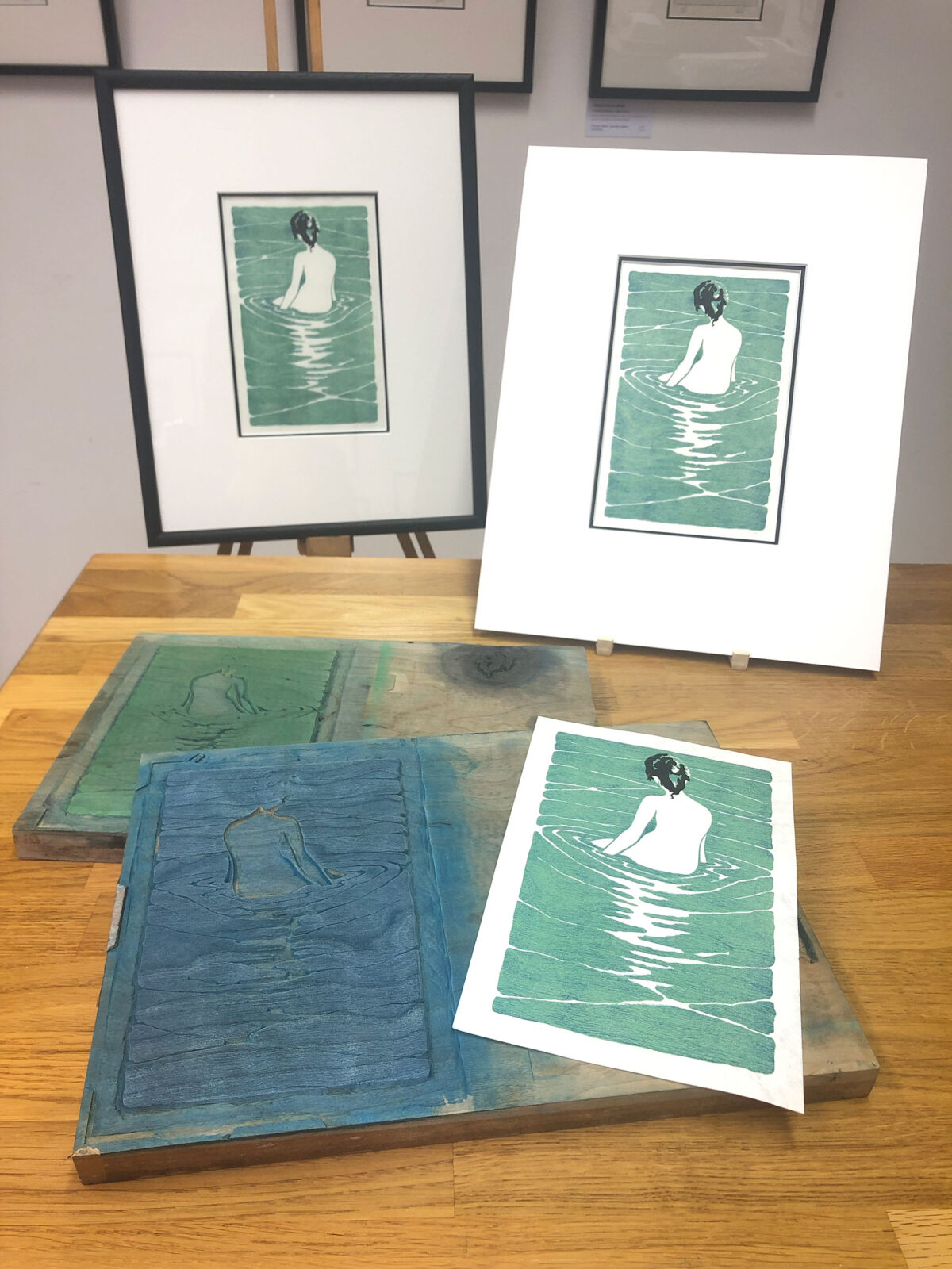 Grouped blocks, print, mounted print, framed print of Female Nude, after Narumi woodblock print Claire Cameron-Smith