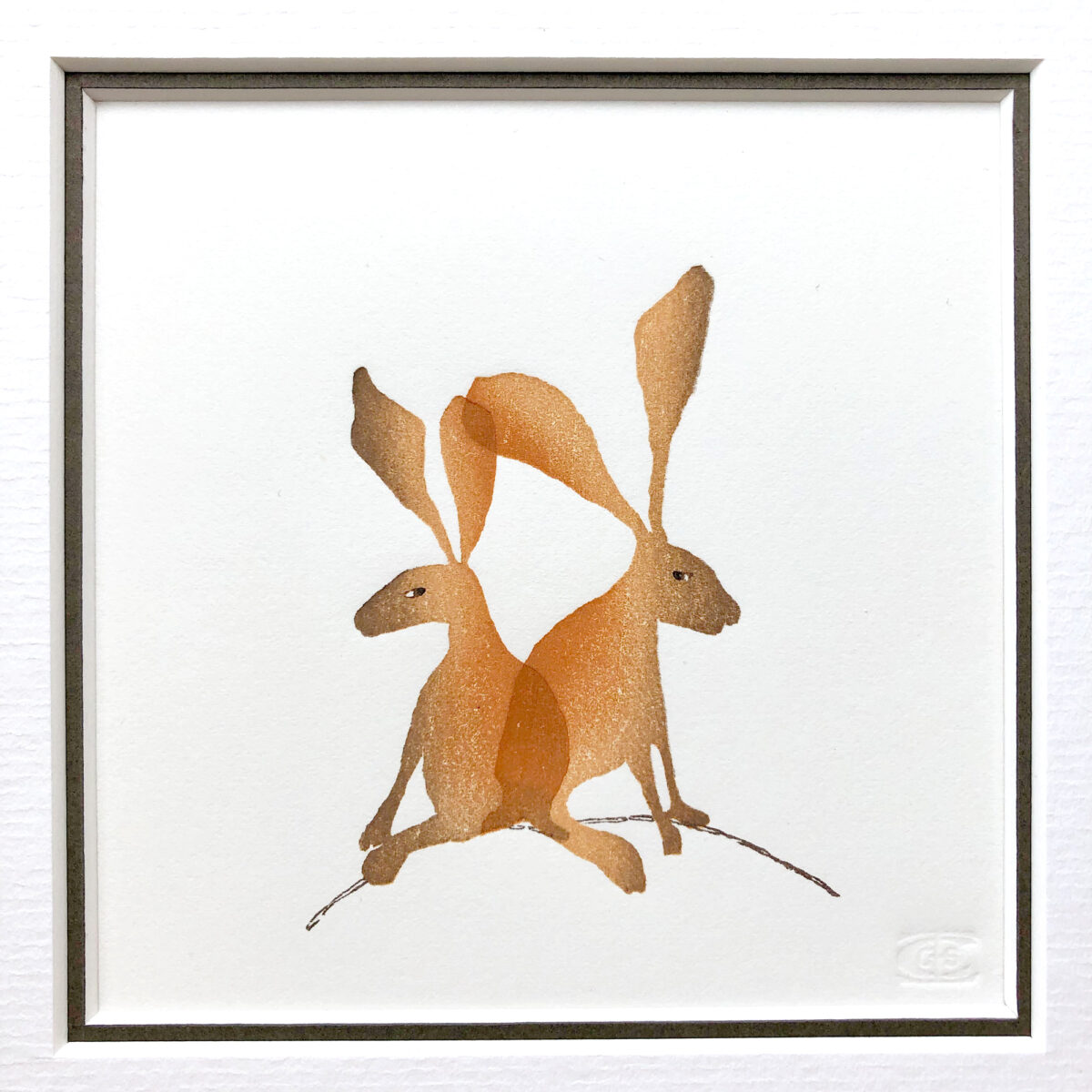 Hare and Hare Alike woodblock print by Claire Cameron-Smith
